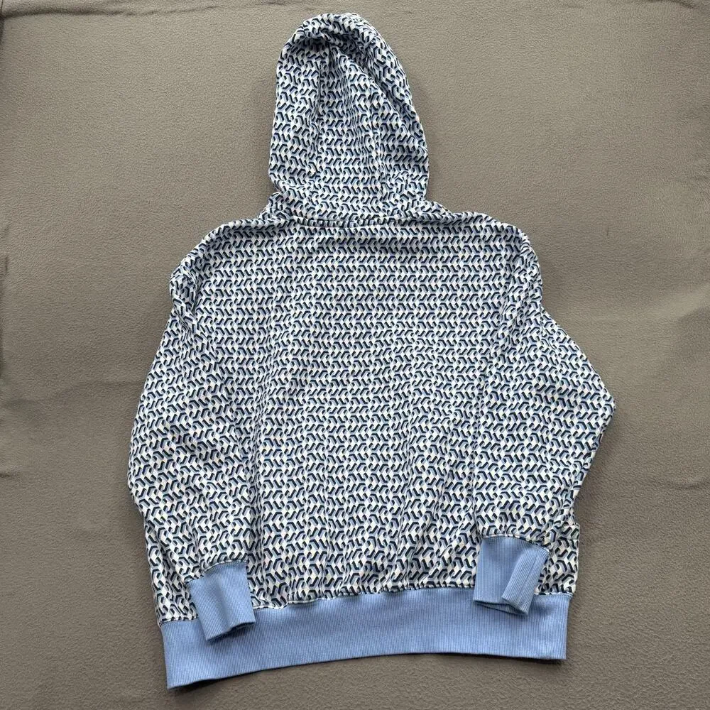 Nike‎ Hoodie Mens Medium Blue Geometric Logo Pullover Sweatshirt Cotton Blend